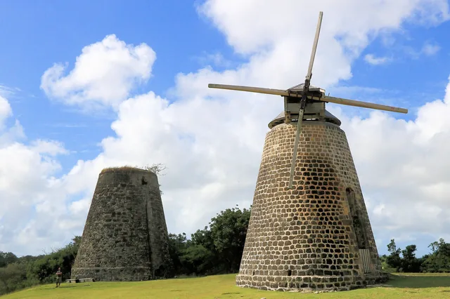 The historic windmills at Betty’s Hope, Antigua.