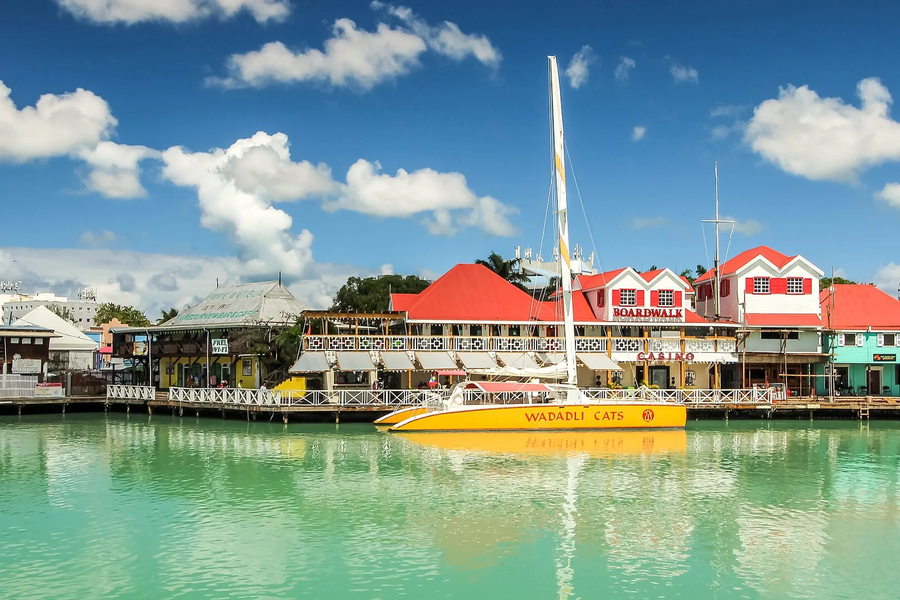 Colourful buildings at the cruise port in St. John’s, Antigua.