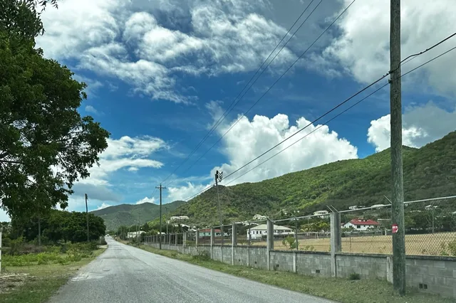 The road through Old Road on Antigua.