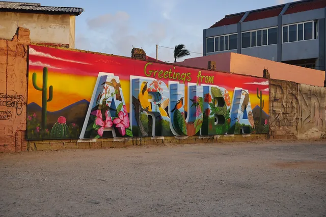 A colourful Aruba mural in San Nicolas.