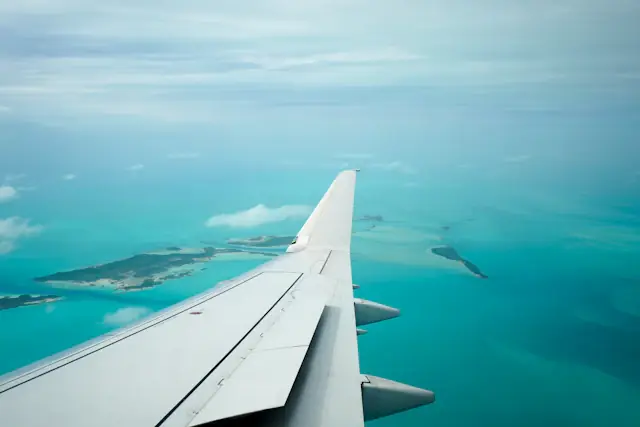 Small islands and pale sandbars in the turquoise waters of Exuma