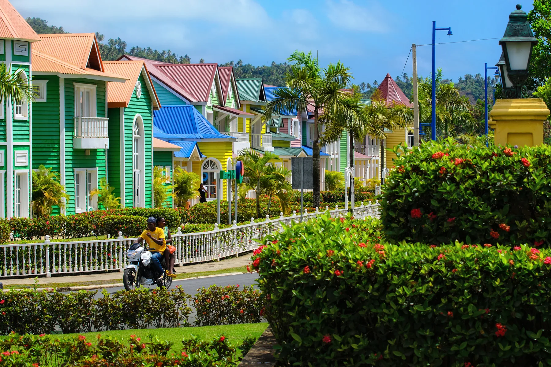 Colourful houses in Santa Bárbara de Samaná, Dominican Republic.